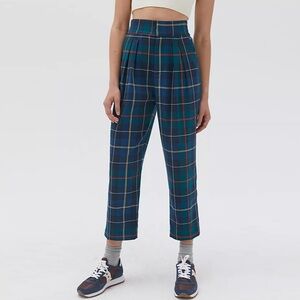 Urban Outfitters Paige Pleated Cropped Straight Leg Trouser Pant
